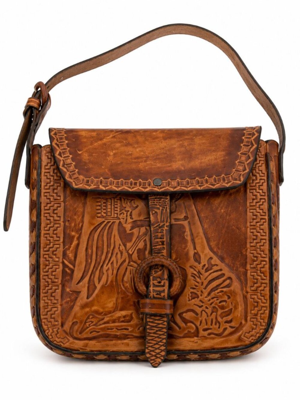 Handcrafted Embossed Leather Crossbody Bag